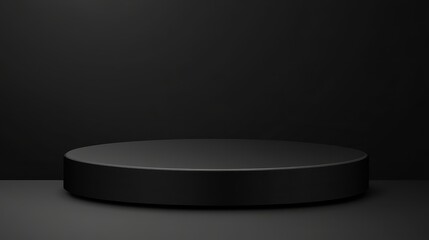 Black Cylindrical Platform Against Dark Background