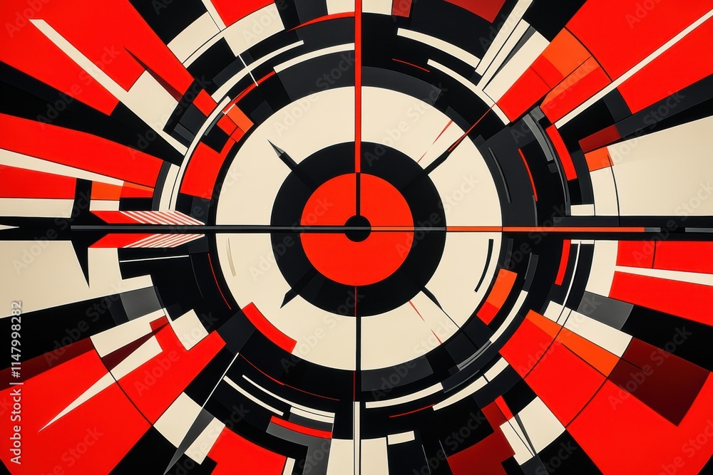Poster Abstract target design with bold colors and dynamic patterns showcasing radial symmetry and movement. Generative AI