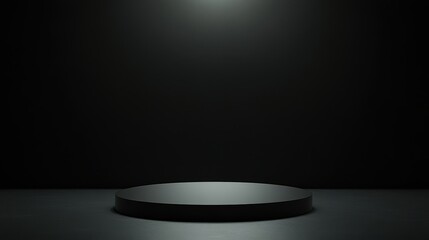 Dark Circular Platform in a Black Room