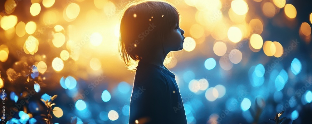 Poster creating a magical backdrop with a blue bokeh effect