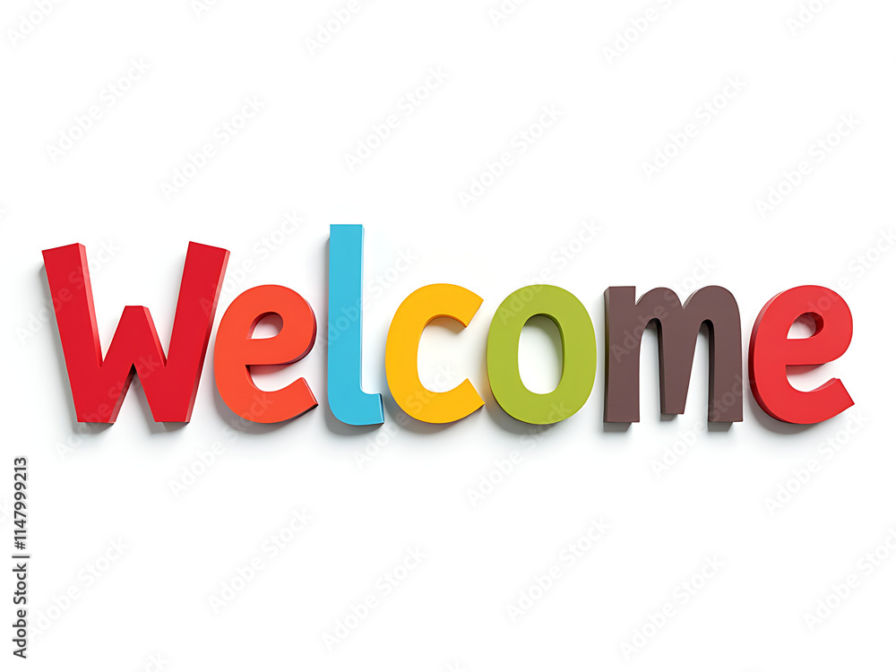 Poster colorful paper letters spelling welcome in isolation on a white background with transparent png for 