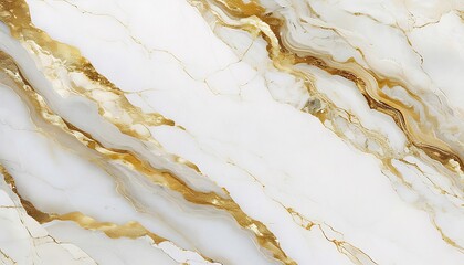 Elegant white and gold marble texture with flowing veins. (1)