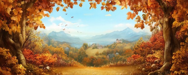 Naklejka premium Autumnal frame