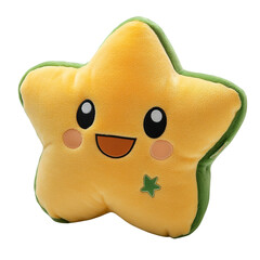 Green and Brown Plush Star-shaped Fruit Toy with Smiley Face, Transparent PNG for Decorative Purposes