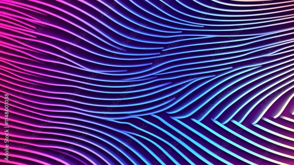 Poster abstract neon wave lines vibrant gradient pattern