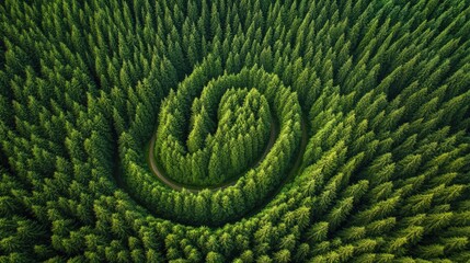 Aerial View of Winding Road in Lush Evergreen Forest 