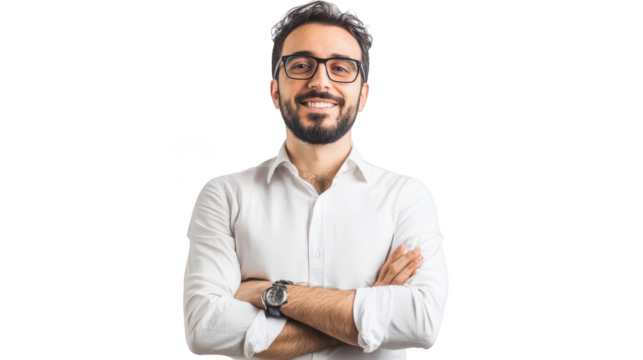Confident Young Man Smiling with Arms Crossed
