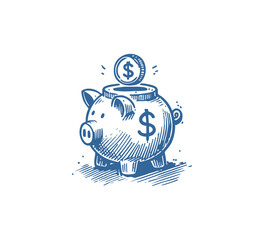 piggy bank hand drawn vector illustration isolated