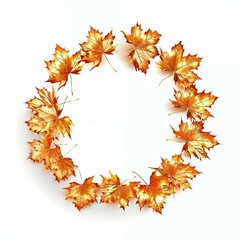 Fototapeta premium Autumn leaves arranged in a circular pattern creating a natural decorative frame