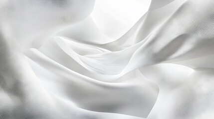Obraz premium Elegant abstract background featuring flowing white fabric waves with soft textures and gentle curves.