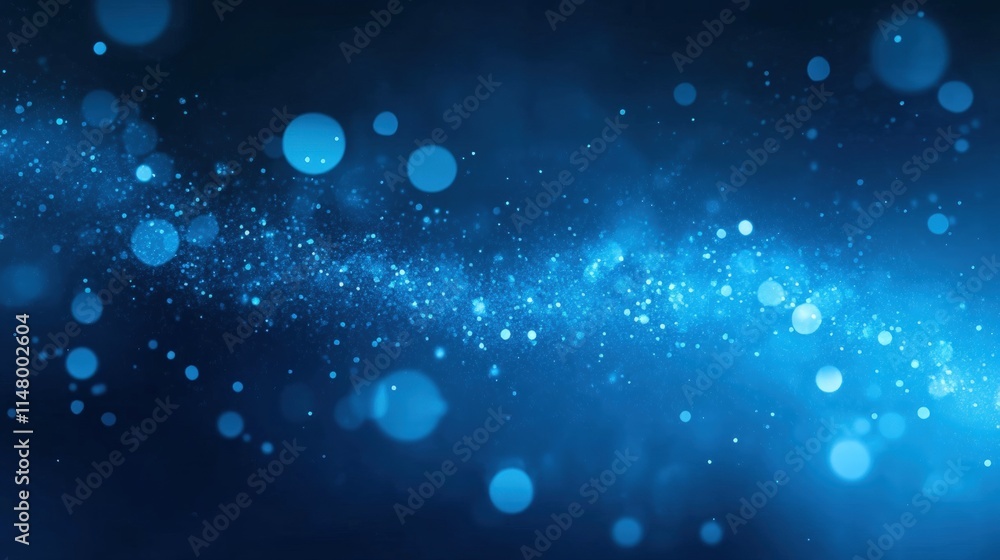 Poster abstract blue background with light gradient and bokeh effect creating a chaotic 3d atmosphere for a