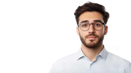 Thoughtful Young Man in Glasses