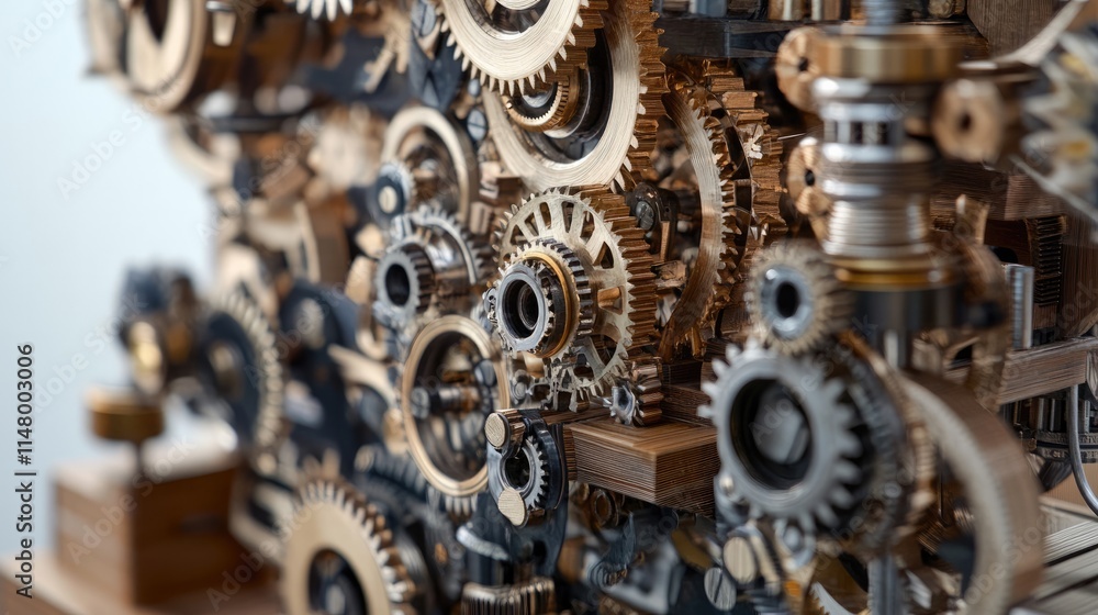 Poster intricate clockwork mechanism: a detailed close-up of a complex clockwork mechanism, showcasing the 