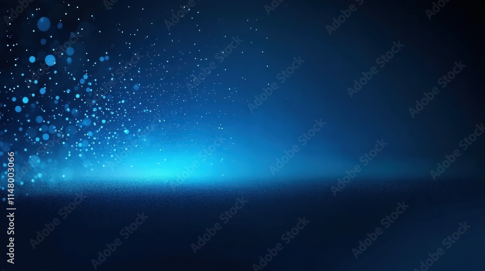 Poster dynamic blue background with soft light effect and abstract particle elements creating a gradient ch