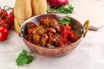 Pork with vegetables and oyster sauce