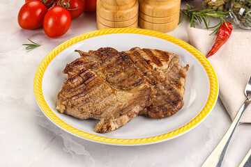 Grilled pork neck sirloin steak