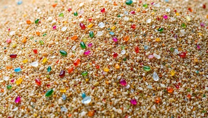 Colorful Gems Embedded In Light Brown Sand