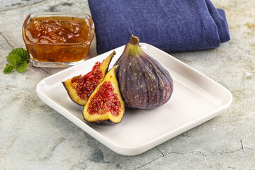 Purple ripe fig with cut