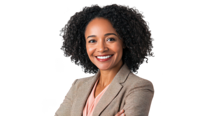 Confident Businesswoman Smiling in Professional Attire