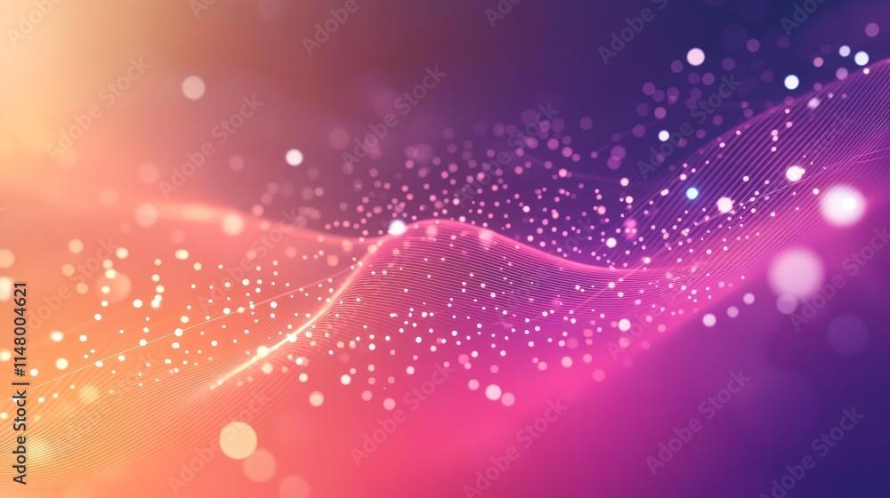 Poster colorful abstract wave pattern with glowing particles creating a dynamic visual experience