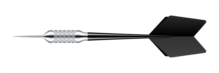 Dart arrow with metal tip and shadow. Dart throwing sport game, dartboard equipment. Vector illustration