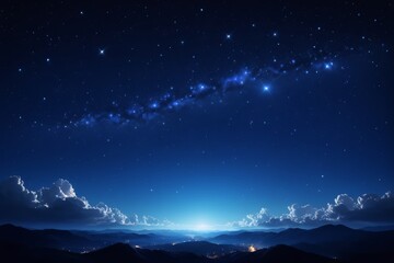 starry night sky with a mountain range and a distant star filled sky
