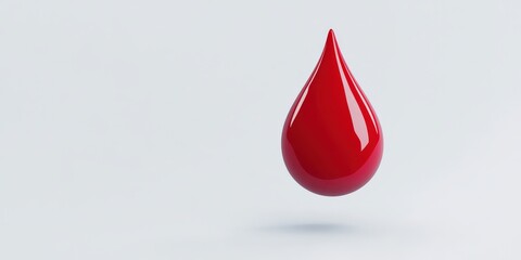 Obraz premium Digital Blood Drop Illustration A Shiny Red Drop Representing Blood Donation, Medicine, or Health Concept