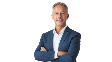 Confident Businessman in Suit with Arms Crossed