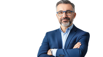 Confident Businessman in Formal Attire with Stylish Glasses