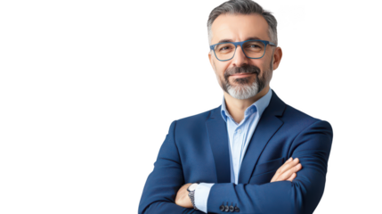 Confident Businessman in Formal Attire with Stylish Glasses