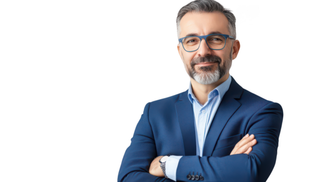 Confident Businessman in Formal Attire with Stylish Glasses