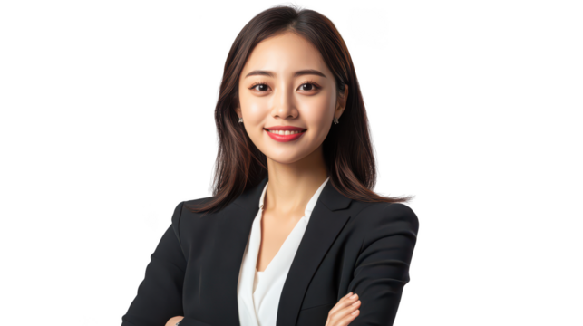 Professional Woman in Suit Smiling Confidently