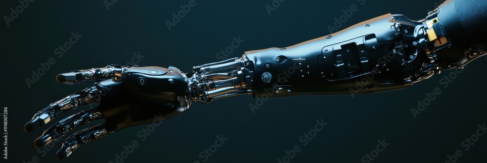 Poster prosthetic arm demonstration showcasing advanced functionality with seamless movement and precise gr