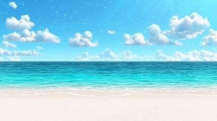 Fototapeta premium Serene Beach Scene Turquoise Ocean White Sand Blue Sky
