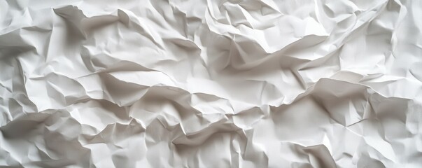 Obraz premium Crumpled white paper texture, symbolizing imperfection, creative brainstorming, or recycling. Ideal for backgrounds, textures, or design elements