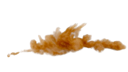 Sandstorm sand dust cloud flying small particles isolated on transparent background