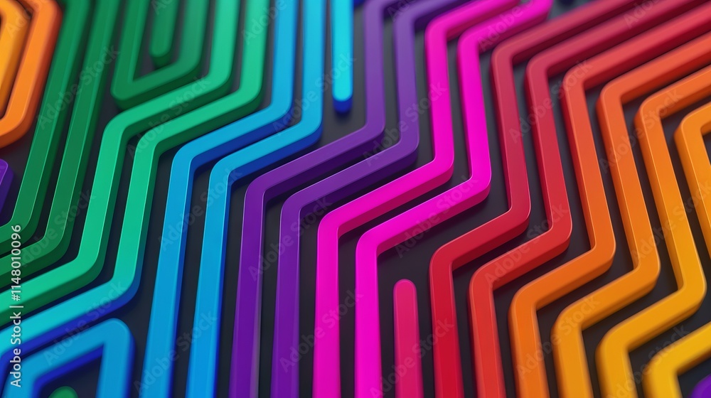 Poster colorful zigzag pattern on dark background