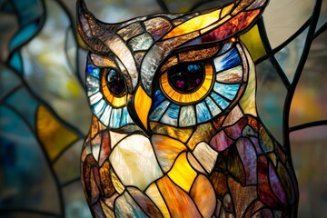 Stained glass window owl