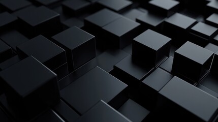 Fototapeta premium Abstract Black Cubes 3D Render