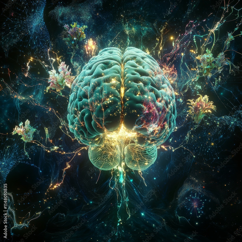 Poster impact of neural connections on cognitive processes illustrated by an abstract representation of a b