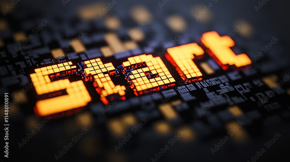 Aufkleber Illuminated Start Button Digital Block Design