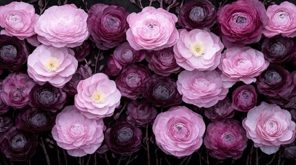 Luxurious Moody Purple   Pink Ranunculus Blooms  Floral Background  Cinematic HDR