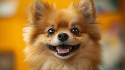 Charming Happy Pomeranian Dog Captured in Joyful Moment