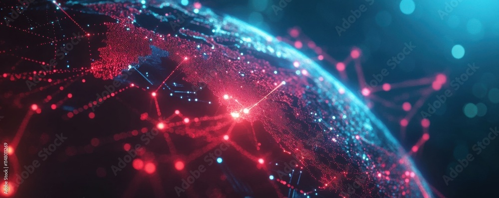 Poster background to global data transfers and cyber technology: abstract high-speed connections
