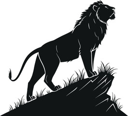 Lion anger silhouette vector art illustration 