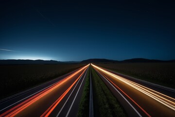 Fototapeta premium arafed view of a highway with multiple lanes and a sky background