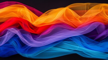 Obraz premium Colorful flowing fabric waves in vibrant hues