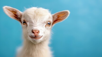 Obraz premium A close up of a baby goat looking at the camera