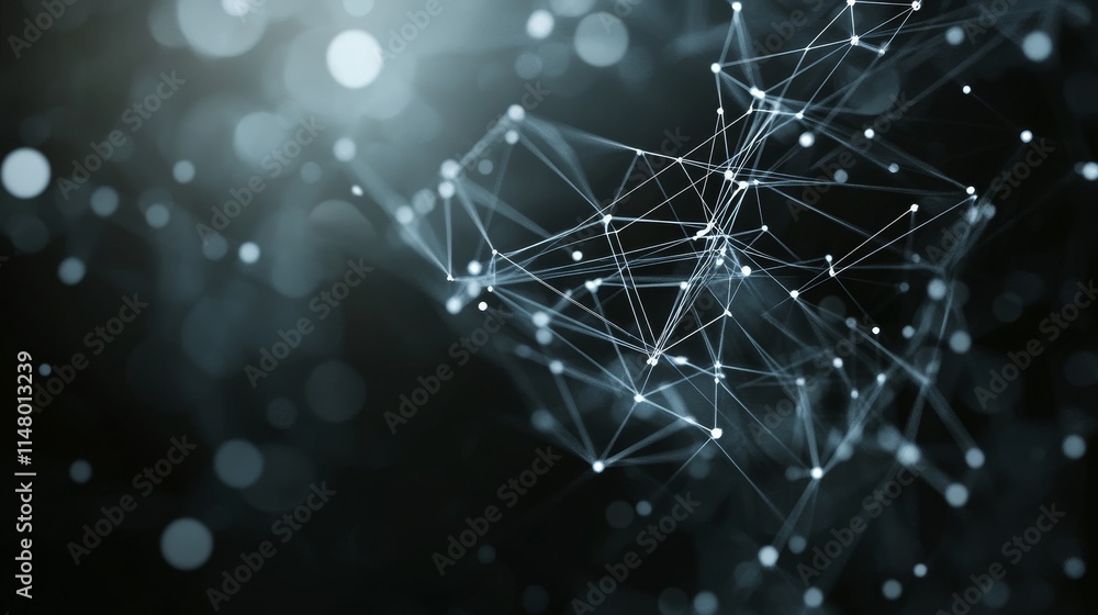 Fototapete Abstract Representation of Digital Connections and Networks in a Futuristic Design With Glowing Nodes and Lines Created in a Dark Background Setting