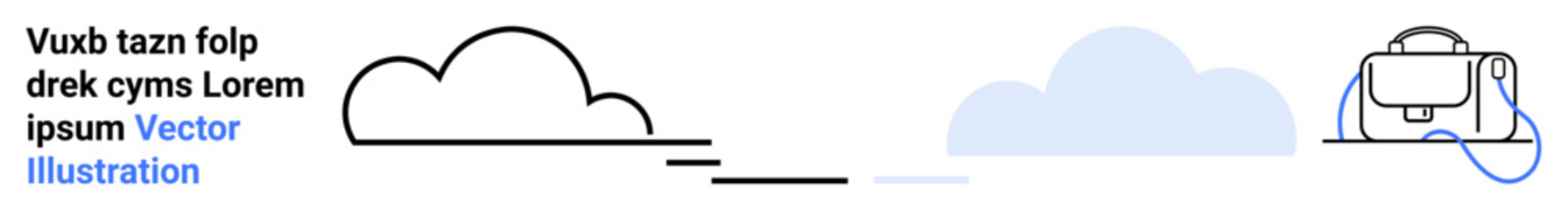 Simple clouds and backpack with headphones. Ideal for educational, traveling, digital nomad, cloud storage, online content, tech, casual themes. Landing page